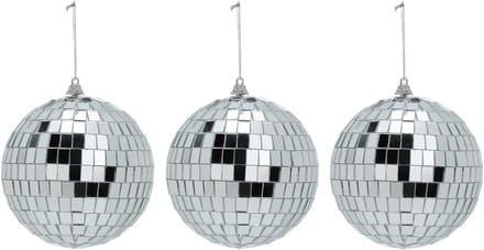 Inge Christmas Decor Disco kerstbal - 3x - zilver - D11 cm - glas/foam - discobal/discobol - kerstversiering