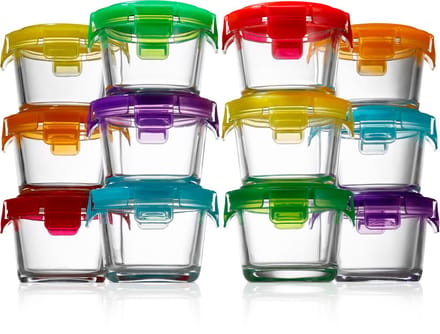 NutriChef Glazen Vershouddoos Set - 12-Delig met Deksel - Meal Prep Bakjes - Magnetron en Vriezer Bestendig