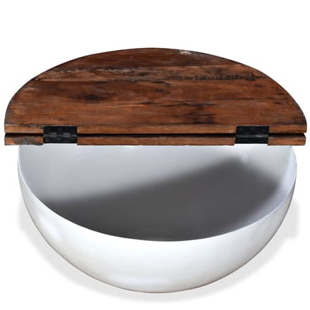 vidaXL - Salontafel - komvormig - massief - gerecycled - hout - wit
