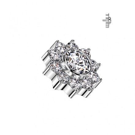 Dermal top PVD Pave Flower Top - LMPiercings