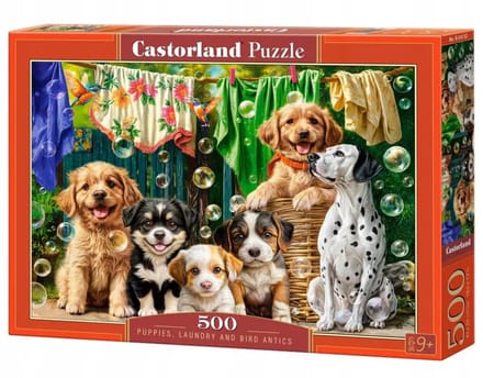 Castorland puzzel 500 stukjes: puppy's, wasgoed en vogels