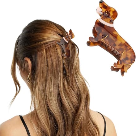 Set van 6 schattige teckel haarclips in luxe geschenkdoos
