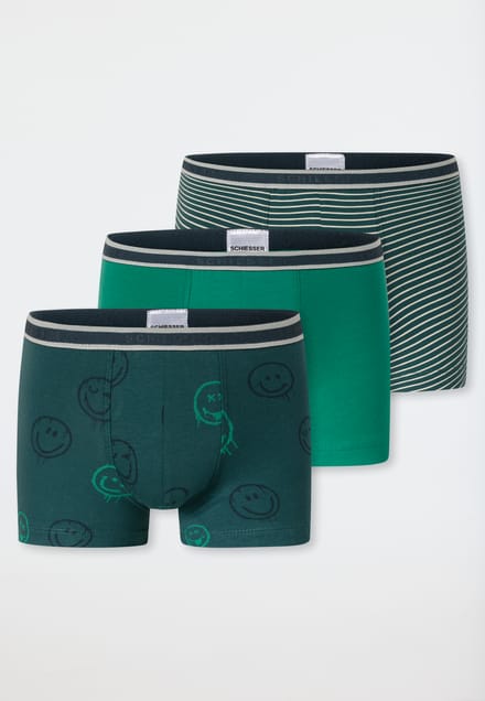 Shorts, set van 3, met streepjes en smileys, groen - 95/5 128