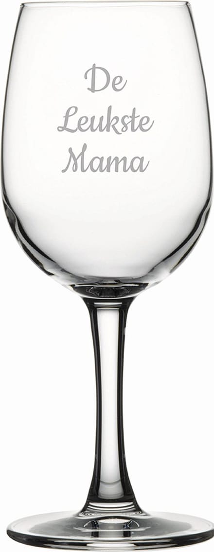 Gegraveerde witte wijnglas 26cl De Leukste Mama