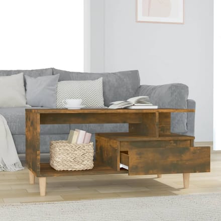 vidaXL - Salontafel - 90x49x45 - cm - bewerkt - hout - gerookt - eikenkleurig