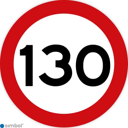 Simbol - Stickers 130 km - Maximaal 130 km/u - Duurzame Kwaliteit - Formaat ø 30 cm.