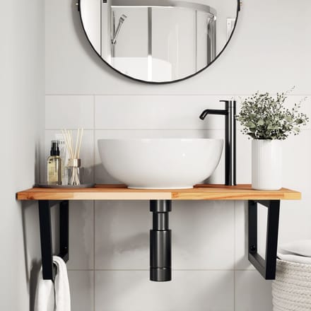 vidaXL - Badkamer - wandschap - staal - en - massief - acaciahout