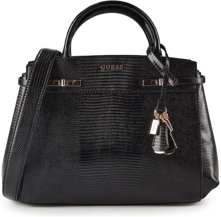 GUESS handtas schoudertas Melinda Triple Compartment Satchel Black zwart