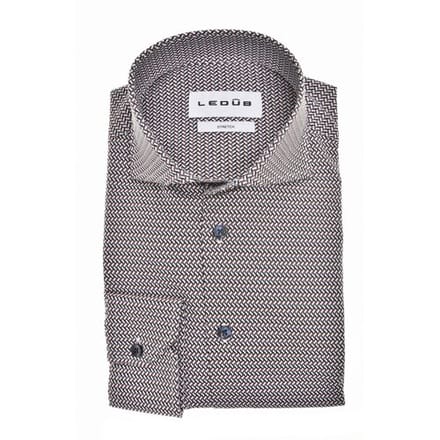 Ledûb Overhemd Fine Allover Pattern Cotton Stretch Donker Rood / male