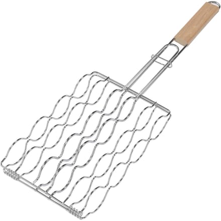 Maïs Grillmand Roestvrij Staal Beukenhouten Handvat Gelijkmatige Warmteverdeling Capaciteit voor 4 Maïskolven Grillhouder voor gray