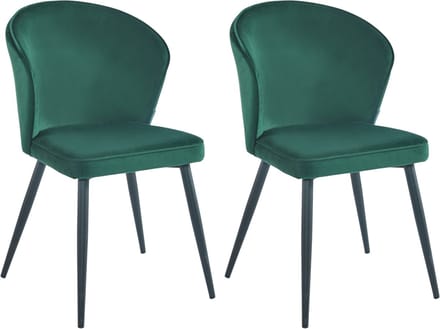 Colenis® - Curve Eetkamerstoel - Set Van 2 - Groen - Velvet - Zwarte Poten
