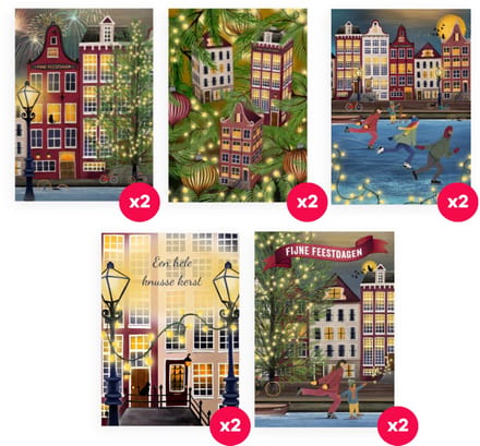Greetz - 10 kerstkaarten inclusief enveloppen - Kerst - Grachten