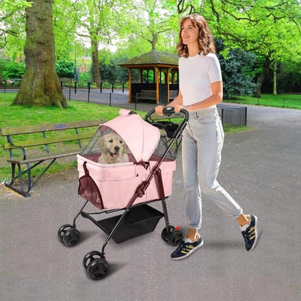 Opvouwbare Hondenbuggy en Kattenwagen met Bekerhouder en Opslag