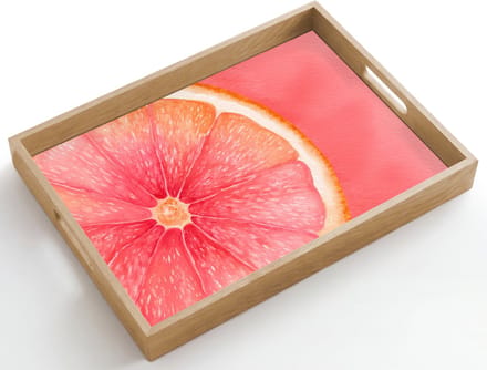 Dienblad hout 50x35 cm - Schootdienblad - Grapefruit - Roze - Levendig - Borrelplank rechthoek - Plateau dienbladen