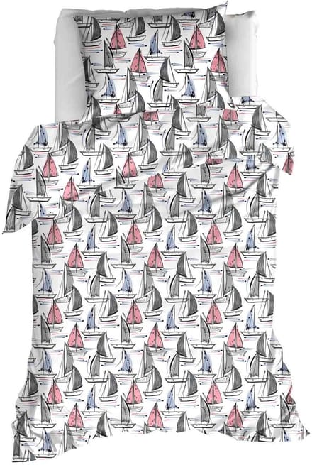 Moodit Dekbedovertrek Odil Regatta Mix - 140 x 200/220 + 60 x 70 cm - Wit - Katoen