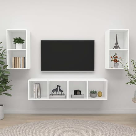 vidaXL - Tv-wandmeubelen - 4 - st - bewerkt - hout - wit
