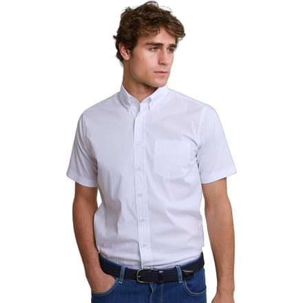 River Woods Custom Fit Uni Performance Stretch Shirt Short Sleeves White Größe: S | Casual hemden Outlet | Herren | Weiß