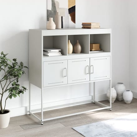 vidaXL - Dressoir - 100,5x39x107 - cm - staal - wit