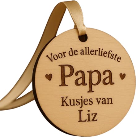 Gepersonaliseerde medaille - Voor de allerliefste papa - hout