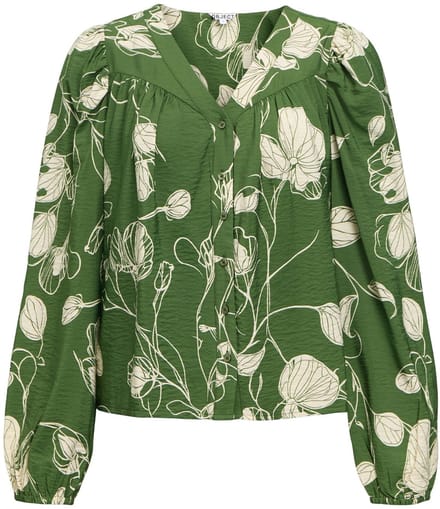 Object Objjacira L/s Re V-neck Top Noos Dames - Topjes - Groen - Maat 40