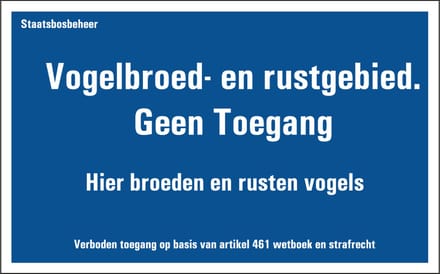 Vogelbroed- en rustseizoen geen toegang sticker 320 x 200 mm