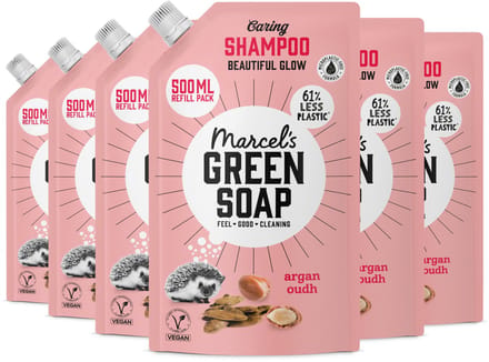 Marcel's Green Soap Shampoo Navulling - Argan & Oudh - 6 x 500ml