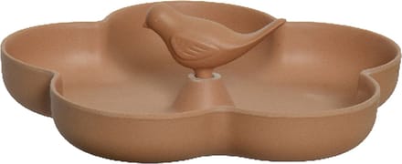 Vogelbad/drinkschaal - bamboe hout - terra bruin - 23 x 23 cm - voederbak