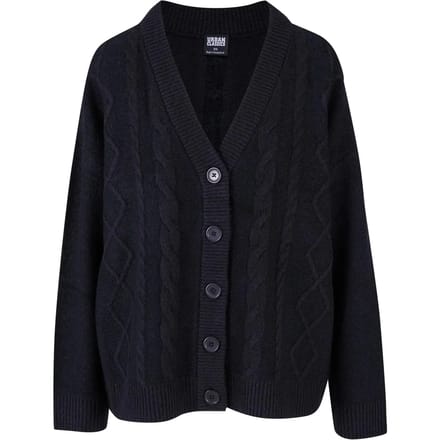 Urban Classics - Cable Knit Cardigan - 3XL - Zwart