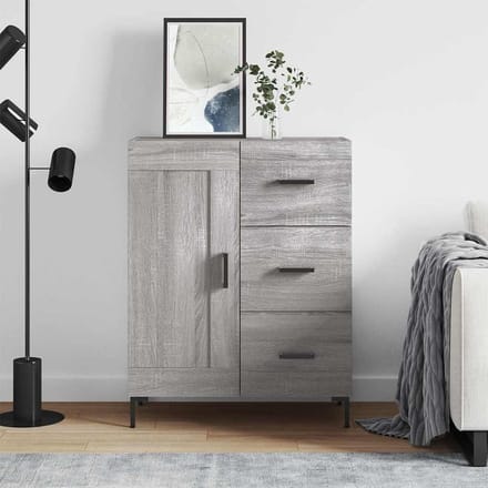 vidaXL - Dressoir - 69,5x34x90 - cm - bewerkt - hout - grijs - sonoma - eikenkleurig