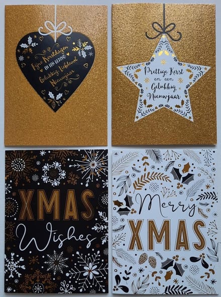 Kerstkaarten - 24 Stuks - Fijne Feestdagen - Luxe Kaarten - 15 x 11 cm - K-123