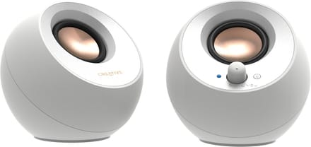 Creative Pebble V3 Luidspreker voor PC en laptops (Wit) - Bluetooth 5.3, AUX, USB-C met meegeleverde USB-C naar USB-A converter