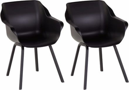 Hartman Sophie armchair tuinstoel met armleuning - Zwart - set van 2 - zwart element onderstel