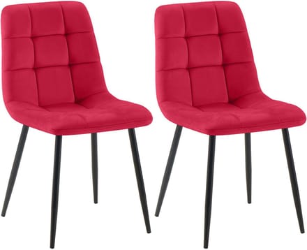 CLP Tilde Set van 2 eetkamerstoelen - Zonder armleuning - Industrieel - Fluweel/rood
