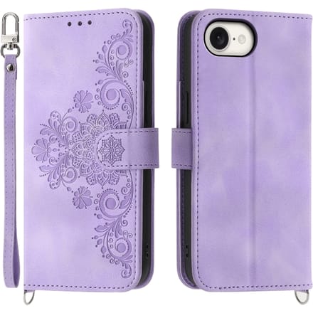 Comfycase Apple iPhone 16e/17e Zacht Boek Hoesje met Gravure Paars