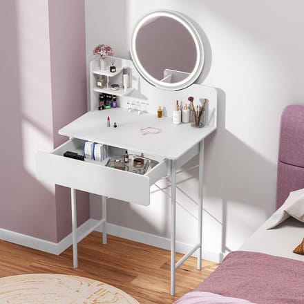 Verlichte Make-up Tafel met Spiegel en Opbergruimte