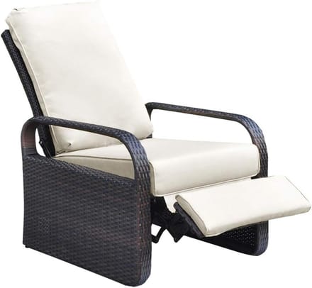 Tuinstoel - Lounge stoel - Buiten relaxen - Verstelbare rugleuning - 80 x 80 x 98 cm - Beige
