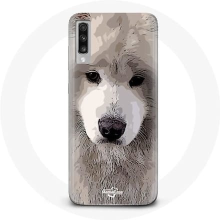 Case voor Samsung Galaxy A70 Samojeed grijze hondenras grijs