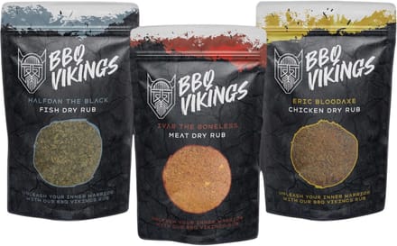 BBQ Vikings - 3 pack BBQ Rubs - Chicken + Fish + Meat Dry Rub - 3 x 180 gram!
