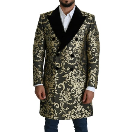 Brocade Dubbelzijdige Jas Goud en Zwart