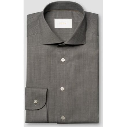 Eton Overhemd Solid Color Ultra Soft Super 120s Merino Wool Donker Grijs / male