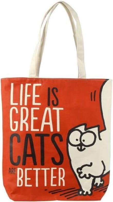Katoenen tas met rits en voering - Simon's Cat