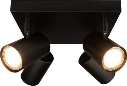 Ledvion LED Plafondspot Zwart 4-lichts Vierkant GU10 zonder lichtbron