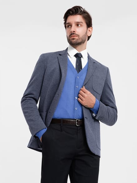 OMBRE Blazer - Slim Fit - Lange Mouw - Knopen Marine S