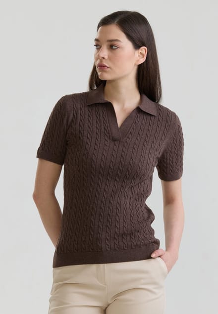 Felix Hardy Polo Shirt Korte Mouwen 100% Katoen Dames Bruin - M