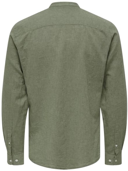 Only & Sons Overhemd Onscaiden Ls Solid Linen Mao Shirt 22019173 Swamp Mannen Maat - XS