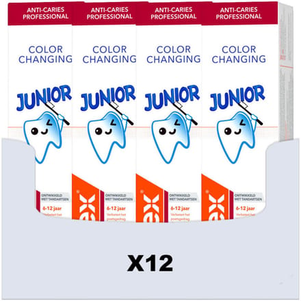 Elmex - Tandpasta Junior (6-12 Jaar) Colour Changing - 12 x 75 ml - Voordeelverpakking