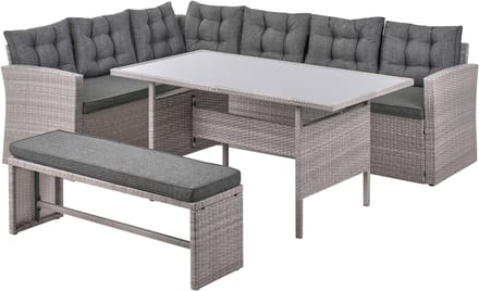VITERBO - Loungeset voor 8 - Lichtgrijs - PE rotan