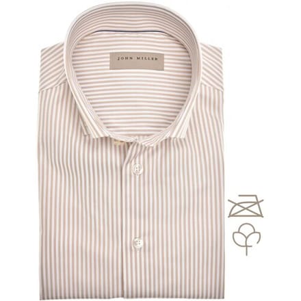 John Miller Overhemd Non-Iron Cotton Pinstripe Licht Bruin / male