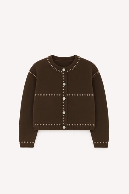 Touché Privé - Geborsteld vest met contrast - Bruin - Dames