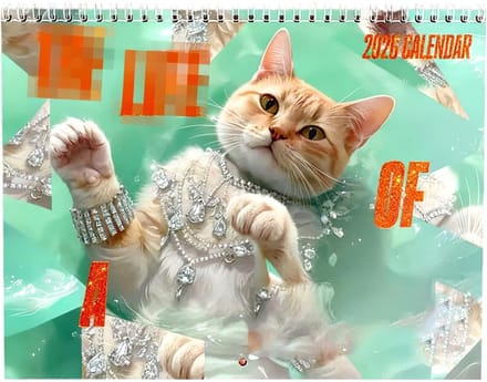 Kattenkalender 2026 - Wandplanner 12 maanden - Dagelijkse planning - Grappige illustraties - 28 x 28 cm
